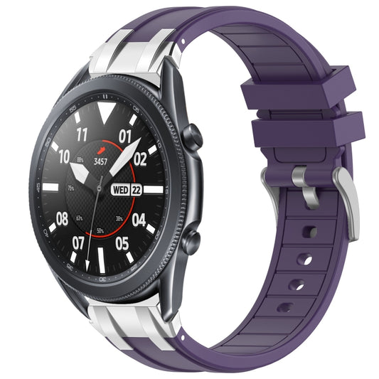 For Samsung Galaxy Watch 3 45mm 22mm Quick Release Silver Buckle Royal Silicone Watch Band(Purple) by bashfashion