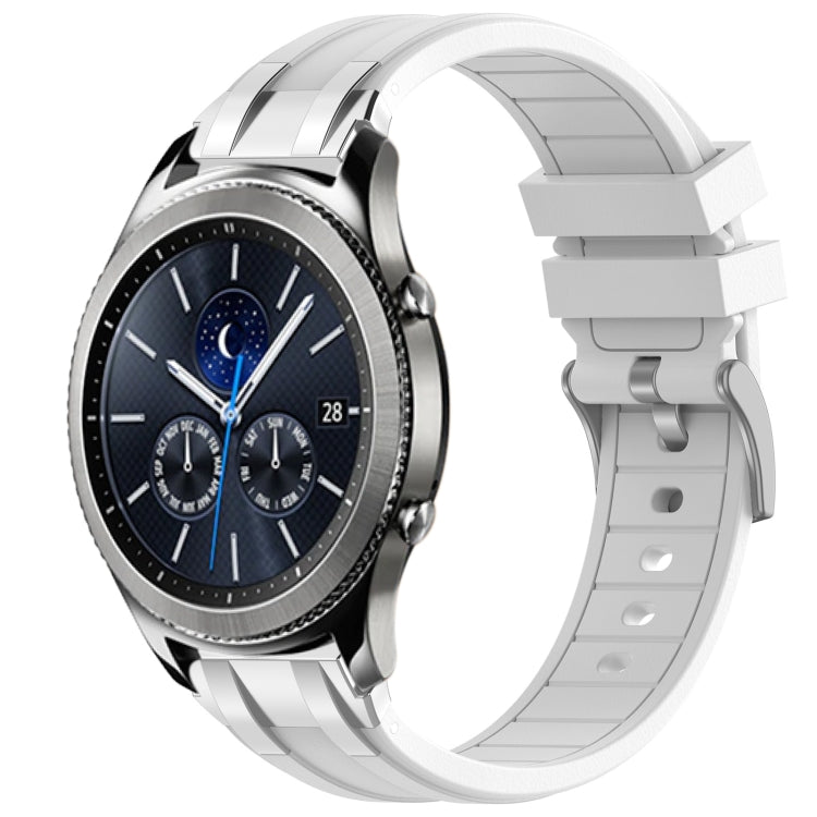 For Samsung Galaxy Gear S3 Classic 22mm Quick Release Silver Buckle Royal Silicone Watch Band(White) by bashfashion