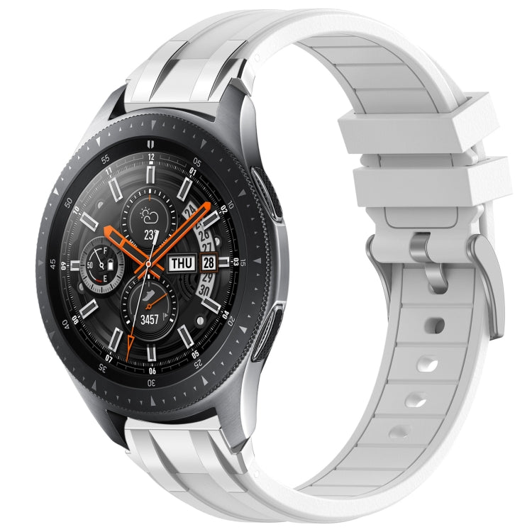 For Samsung Galaxy Watch 46mm 22mm Quick Release Silver Buckle Royal Silicone Watch Band(White) by bashfashion