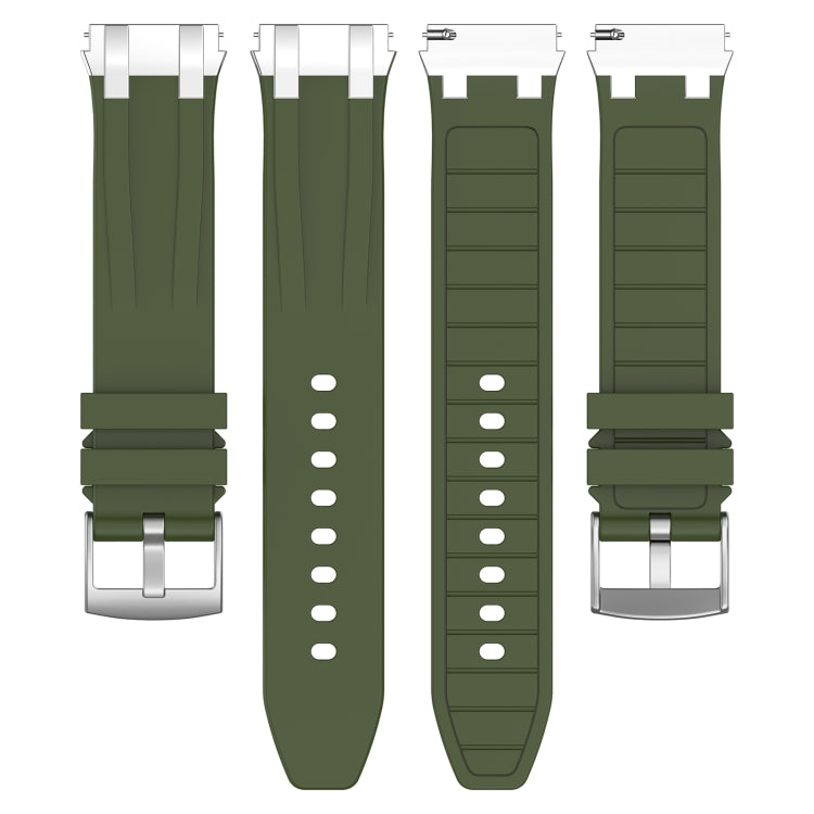 For Samsung Galaxy Watch 46mm 22mm Quick Release Silver Buckle Royal Silicone Watch Band(Olive Green) by bashfashion