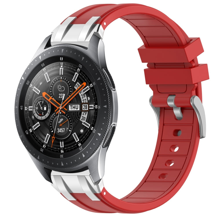 For Samsung Galaxy Watch 46mm 22mm Quick Release Silver Buckle Royal Silicone Watch Band(Red) by bashfashion