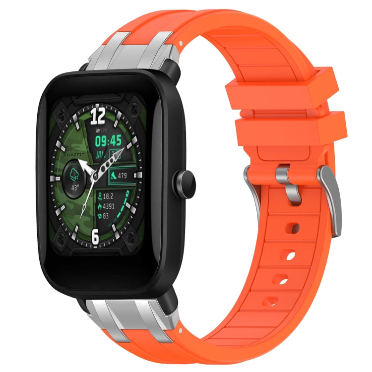 For Amazfit Bip U 20mm Quick Release Silver Buckle Royal Silicone Watch Band(Orange) by bashfashion