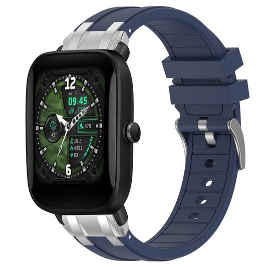 For Amazfit Bip U 20mm Quick Release Silver Buckle Royal Silicone Watch Band(Navy Blue) by bashfashion