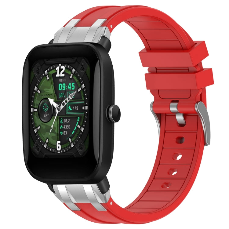 For Amazfit Bip U 20mm Quick Release Silver Buckle Royal Silicone Watch Band(Red) by bashfashion