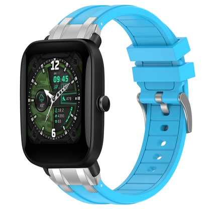 For Amazfit Bip U 20mm Quick Release Silver Buckle Royal Silicone Watch Band(Sky Blue) by bashfashion