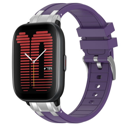 For Amazfit Active 20mm Quick Release Silver Buckle Royal Silicone Watch Band(Purple) by bashfashion