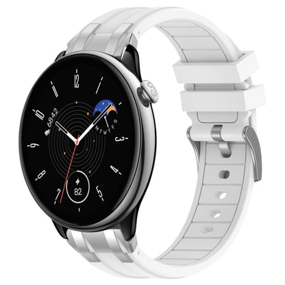 For Amazfit GTR Mini 20mm Quick Release Silver Buckle Royal Silicone Watch Band(White) by bashfashion