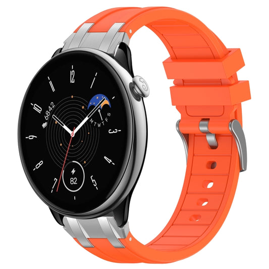 For Amazfit GTR Mini 20mm Quick Release Silver Buckle Royal Silicone Watch Band(Orange) by bashfashion