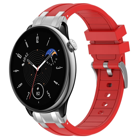 For Amazfit GTR Mini 20mm Quick Release Silver Buckle Royal Silicone Watch Band(Red) by bashfashion