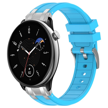 For Amazfit GTR Mini 20mm Quick Release Silver Buckle Royal Silicone Watch Band(Sky Blue) by bashfashion