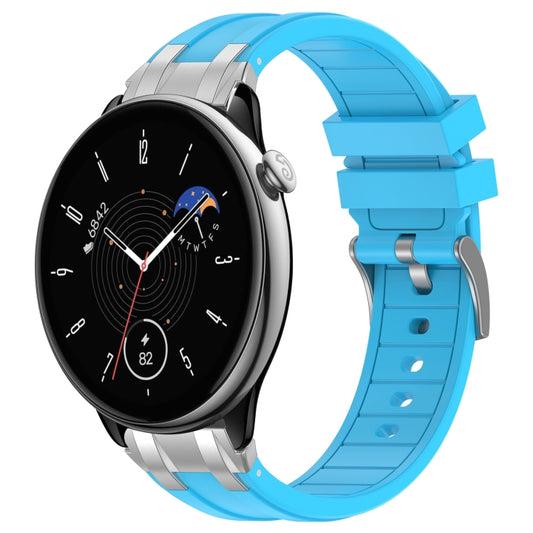 For Amazfit GTR Mini 20mm Quick Release Silver Buckle Royal Silicone Watch Band(Sky Blue) by bashfashion