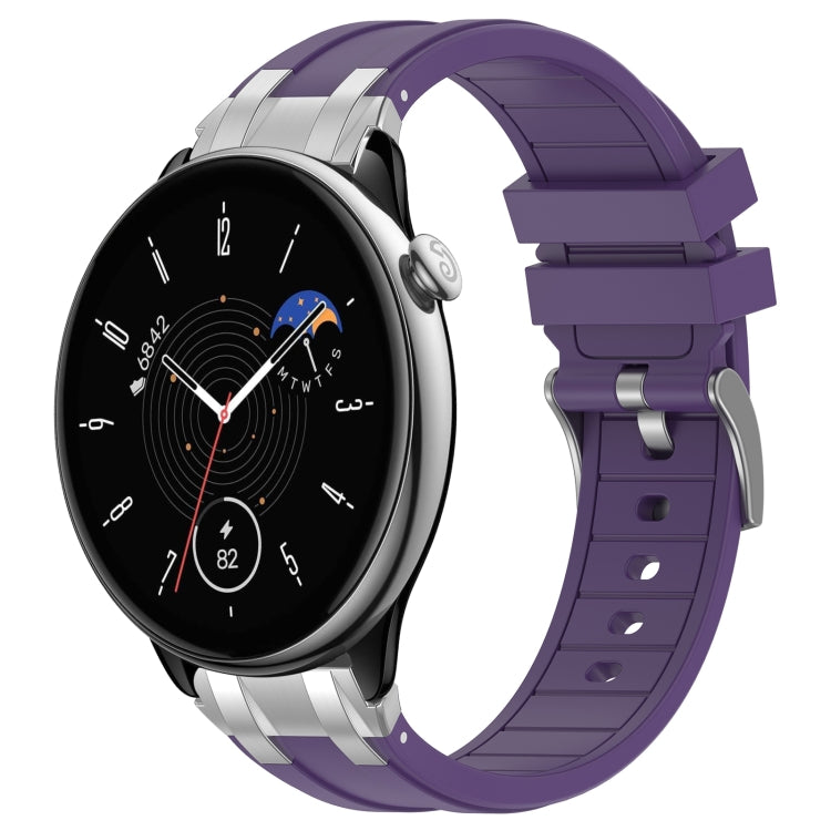 For Amazfit GTR Mini 20mm Quick Release Silver Buckle Royal Silicone Watch Band(Purple) by bashfashion