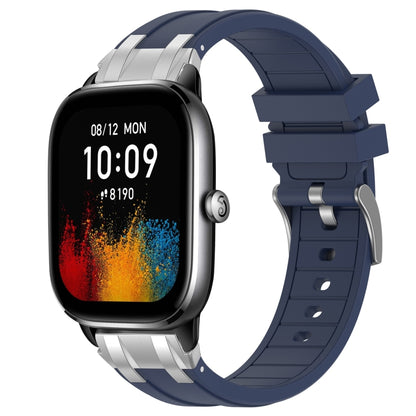 For Amazfit GTS4 Mini 20mm Quick Release Silver Buckle Royal Silicone Watch Band(Navy Blue) by bashfashion
