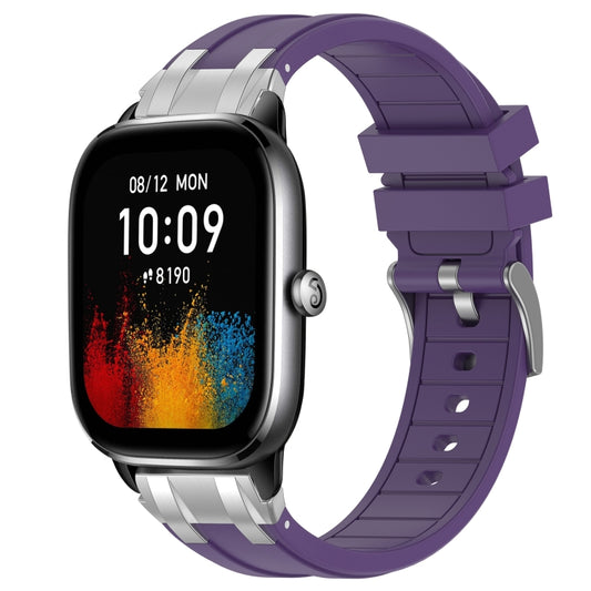 For Amazfit GTS4 Mini 20mm Quick Release Silver Buckle Royal Silicone Watch Band(Purple) by bashfashion