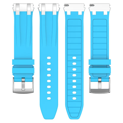 For Amazfit Bip3 20mm Quick Release Silver Buckle Royal Silicone Watch Band(Sky Blue) by bashfashion