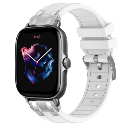 For Amazfit GTS 3 20mm Quick Release Silver Buckle Royal Silicone Watch Band(White) by bashfashion