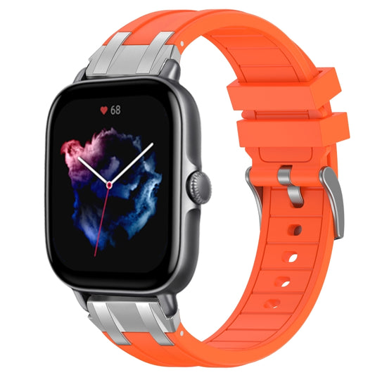 For Amazfit GTS 3 20mm Quick Release Silver Buckle Royal Silicone Watch Band(Orange) by bashfashion