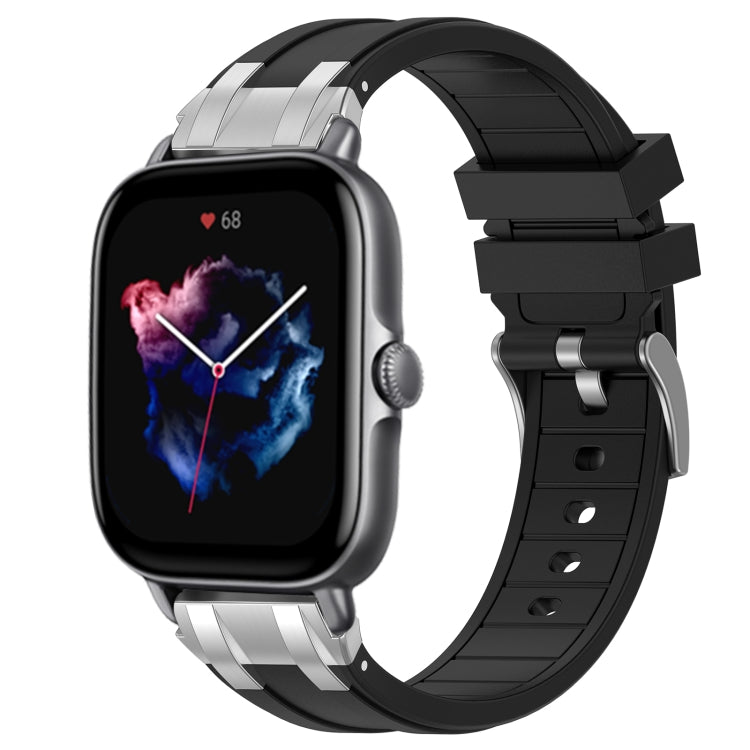 For Amazfit GTS 3 20mm Quick Release Silver Buckle Royal Silicone Watch Band(Black) by bashfashion