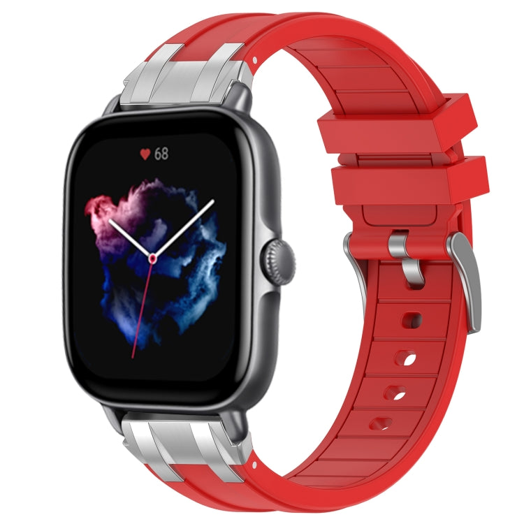 For Amazfit GTS 3 20mm Quick Release Silver Buckle Royal Silicone Watch Band(Red) by bashfashion