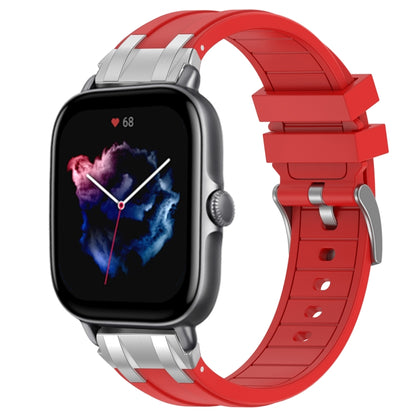 For Amazfit GTS 3 20mm Quick Release Silver Buckle Royal Silicone Watch Band(Red) by bashfashion