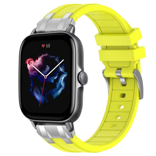 For Amazfit GTS 3 20mm Quick Release Silver Buckle Royal Silicone Watch Band(Vital Yellow) by bashfashion