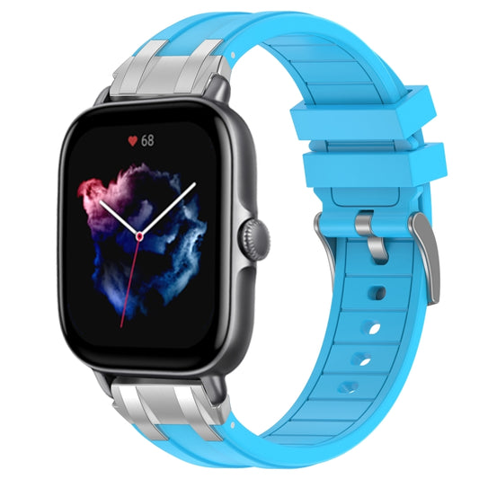For Amazfit GTS 3 20mm Quick Release Silver Buckle Royal Silicone Watch Band(Sky Blue) by bashfashion