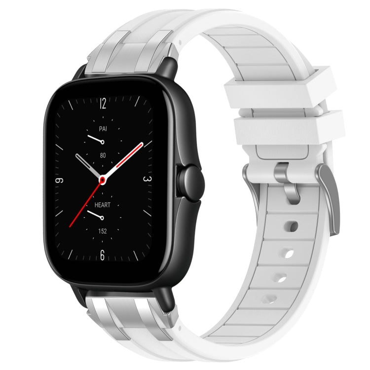 For Amazfit GTS 2e 20mm Quick Release Silver Buckle Royal Silicone Watch Band(White) by bashfashion