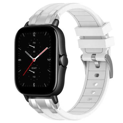 For Amazfit GTS 2e 20mm Quick Release Silver Buckle Royal Silicone Watch Band(White) by bashfashion