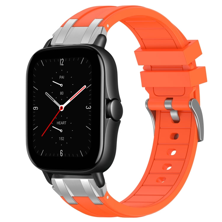 For Amazfit GTS 2e 20mm Quick Release Silver Buckle Royal Silicone Watch Band(Orange) by bashfashion