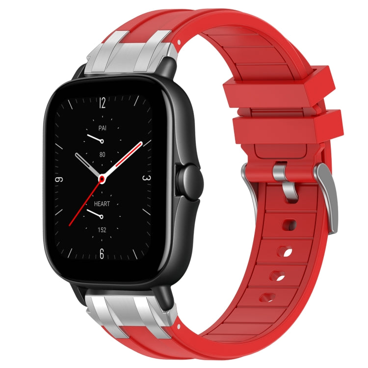 For Amazfit GTS 2e 20mm Quick Release Silver Buckle Royal Silicone Watch Band(Red) by bashfashion