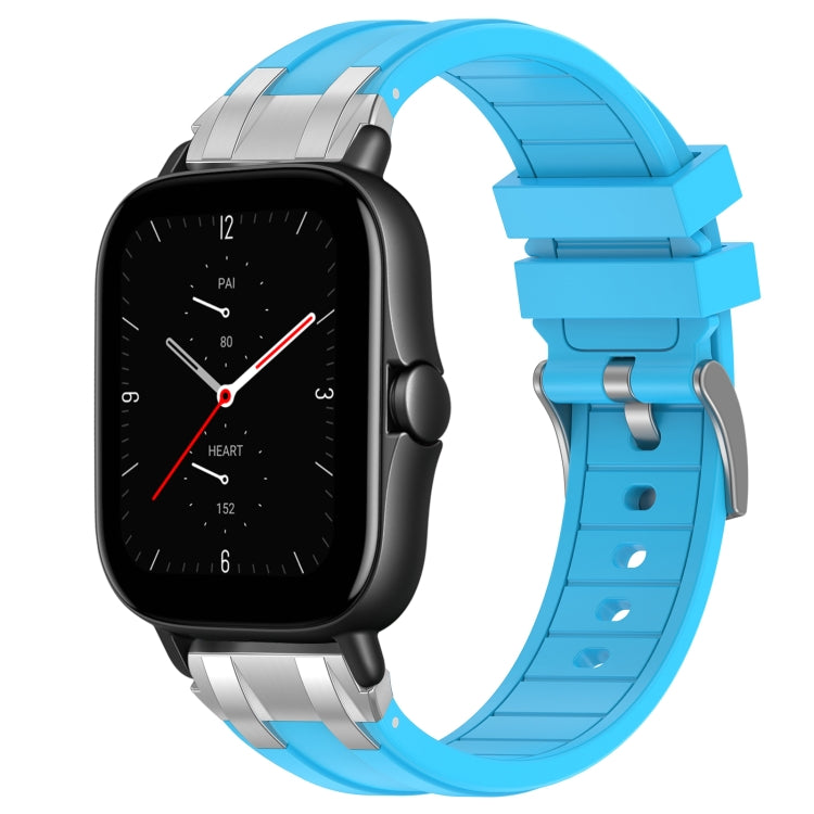 For Amazfit GTS 2e 20mm Quick Release Silver Buckle Royal Silicone Watch Band(Sky Blue) by bashfashion