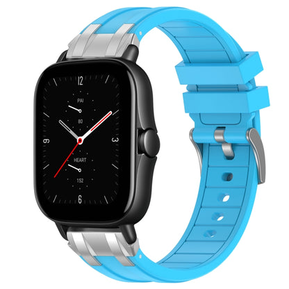 For Amazfit GTS 2e 20mm Quick Release Silver Buckle Royal Silicone Watch Band(Sky Blue) by bashfashion