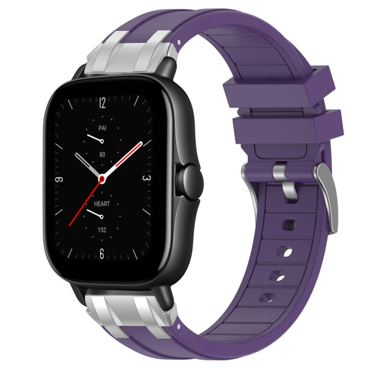For Amazfit GTS 2e 20mm Quick Release Silver Buckle Royal Silicone Watch Band(Purple) by bashfashion
