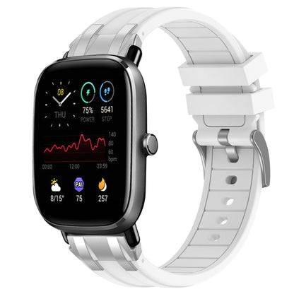 For Amazfit GTS 2 Mini 20mm Quick Release Silver Buckle Royal Silicone Watch Band(White) by bashfashion