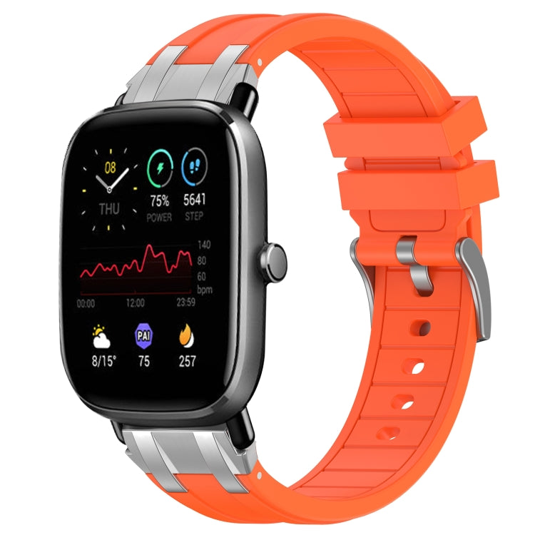 For Amazfit GTS 2 Mini 20mm Quick Release Silver Buckle Royal Silicone Watch Band(Orange) by bashfashion