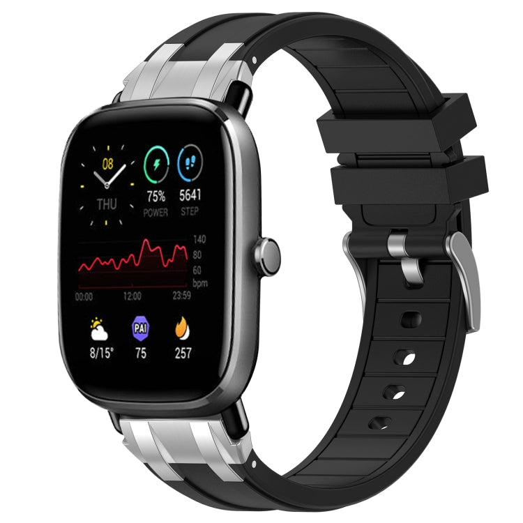 For Amazfit GTS 2 Mini 20mm Quick Release Silver Buckle Royal Silicone Watch Band(Black) by bashfashion