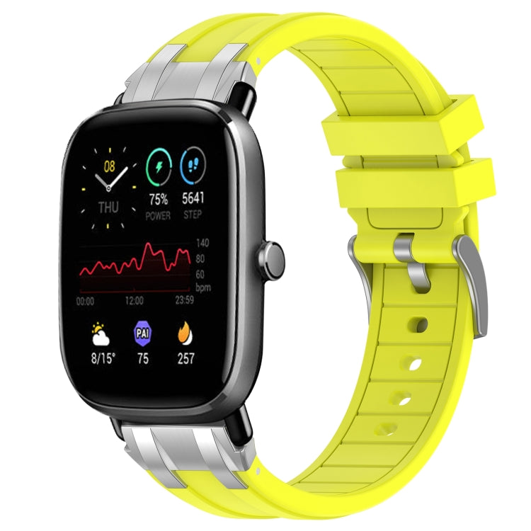 For Amazfit GTS 2 Mini 20mm Quick Release Silver Buckle Royal Silicone Watch Band(Vital Yellow) by bashfashion