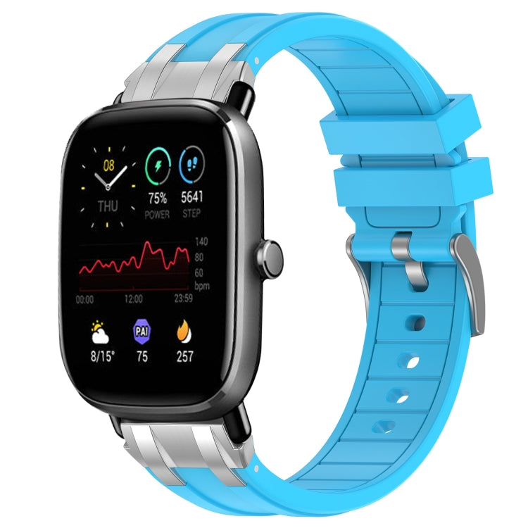 For Amazfit GTS 2 Mini 20mm Quick Release Silver Buckle Royal Silicone Watch Band(Sky Blue) by bashfashion