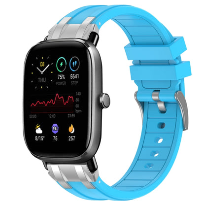 For Amazfit GTS 2 Mini 20mm Quick Release Silver Buckle Royal Silicone Watch Band(Sky Blue) by bashfashion