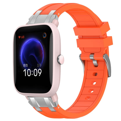 For Amazfit Pop Pro 20mm Quick Release Silver Buckle Royal Silicone Watch Band(Orange) by bashfashion