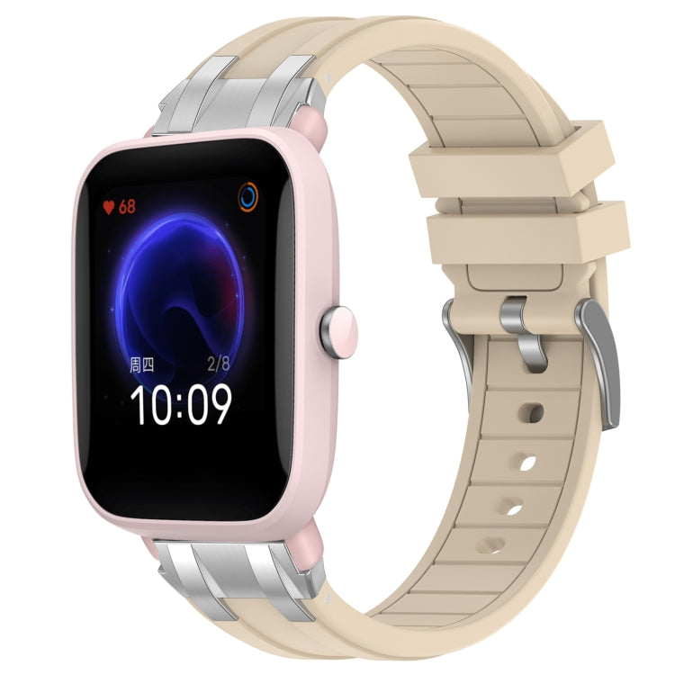 For Amazfit Pop Pro 20mm Quick Release Silver Buckle Royal Silicone Watch Band(Starlight) by bashfashion