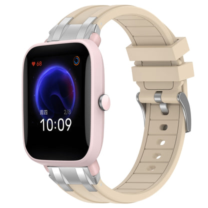 For Amazfit Pop Pro 20mm Quick Release Silver Buckle Royal Silicone Watch Band(Starlight) by bashfashion