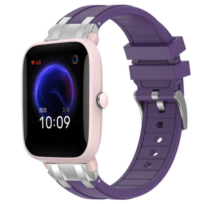 For Amazfit Pop Pro 20mm Quick Release Silver Buckle Royal Silicone Watch Band(Purple) by bashfashion