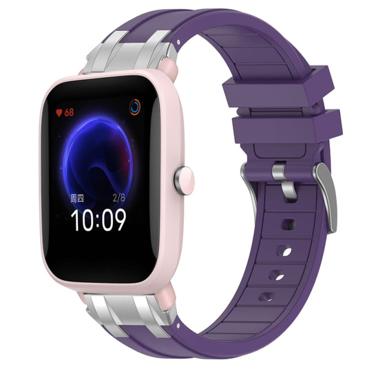 For Amazfit Pop Pro 20mm Quick Release Silver Buckle Royal Silicone Watch Band(Purple) by bashfashion