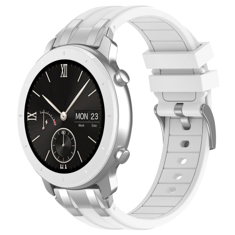 For Amazfit Pop 20mm Quick Release Silver Buckle Royal Silicone Watch Band(White) by bashfashion