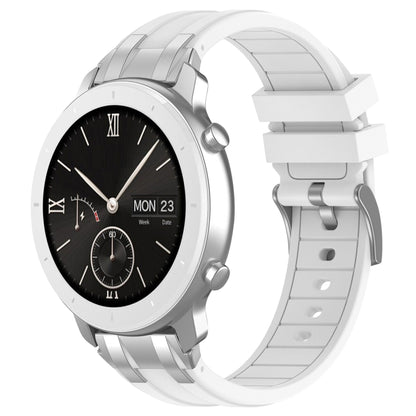 For Amazfit Pop 20mm Quick Release Silver Buckle Royal Silicone Watch Band(White) by bashfashion