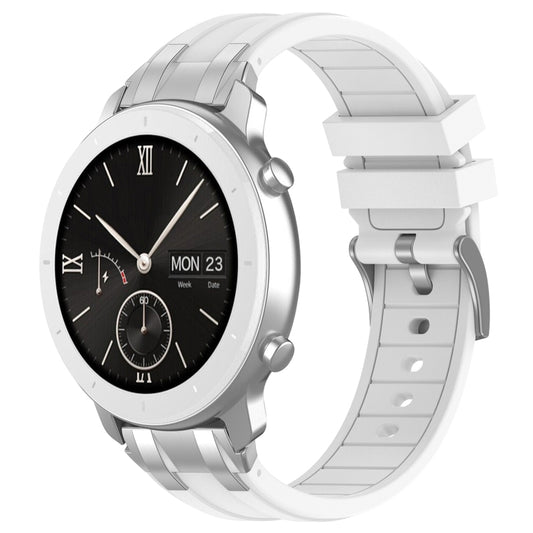 For Amazfit Pop 20mm Quick Release Silver Buckle Royal Silicone Watch Band(White) by bashfashion