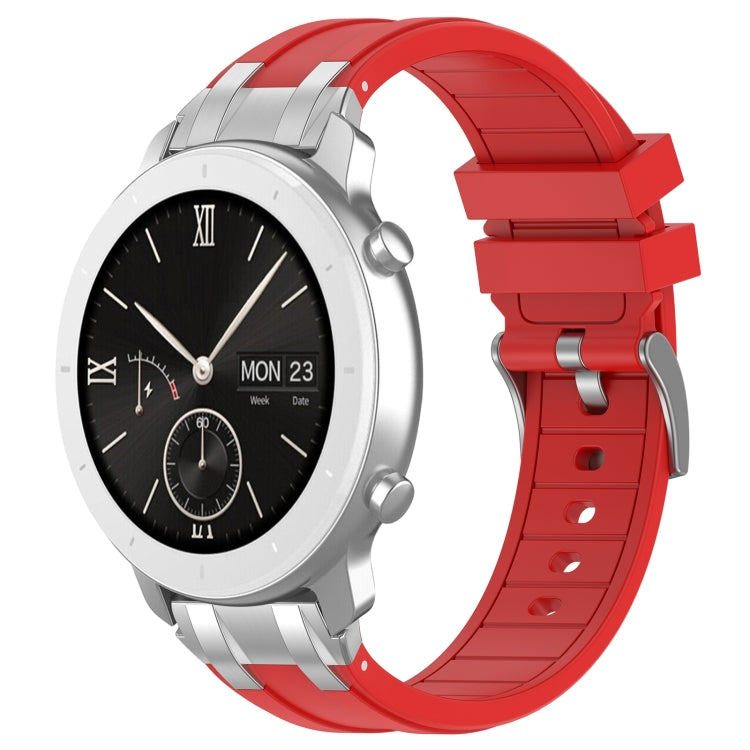For Amazfit Pop 20mm Quick Release Silver Buckle Royal Silicone Watch Band(Red) by bashfashion