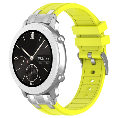 For Amazfit Pop 20mm Quick Release Silver Buckle Royal Silicone Watch Band(Vital Yellow) by bashfashion