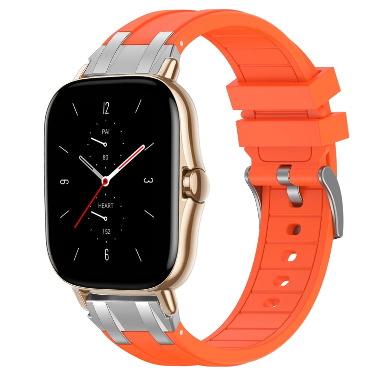 For Amazfit GTS 2 20mm Quick Release Silver Buckle Royal Silicone Watch Band(Orange) by bashfashion